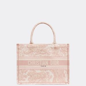 Bundle- Dior Pink Floral Embroidery Tote Medium w/ organizer and cosmetic bag